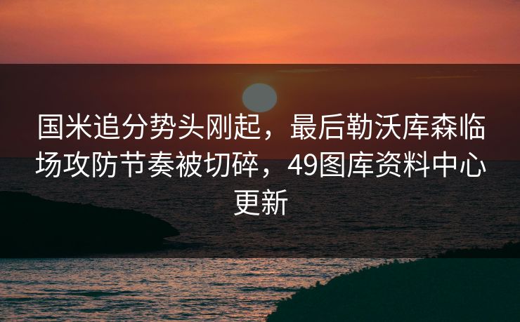 国米追分势头刚起，最后勒沃库森临场攻防节奏被切碎，49图库资料中心更新