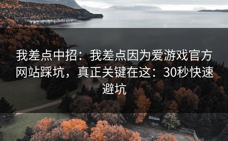 我差点中招：我差点因为爱游戏官方网站踩坑，真正关键在这：30秒快速避坑