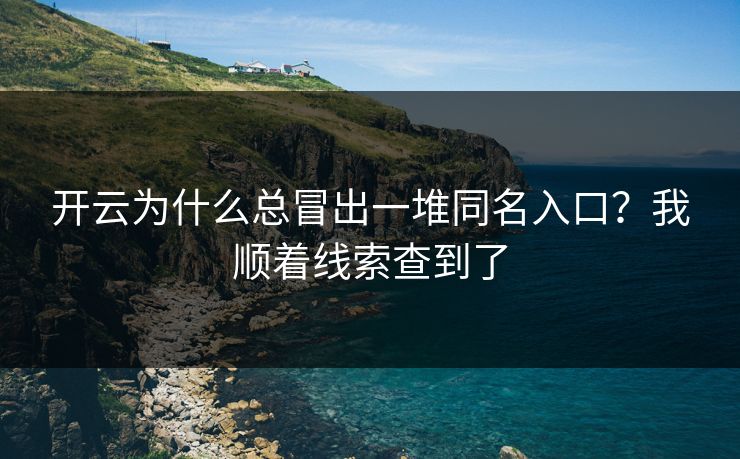 开云为什么总冒出一堆同名入口？我顺着线索查到了